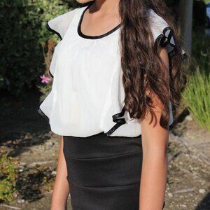 White Blouse connected to Pencil Skirt for Girls 8 years old